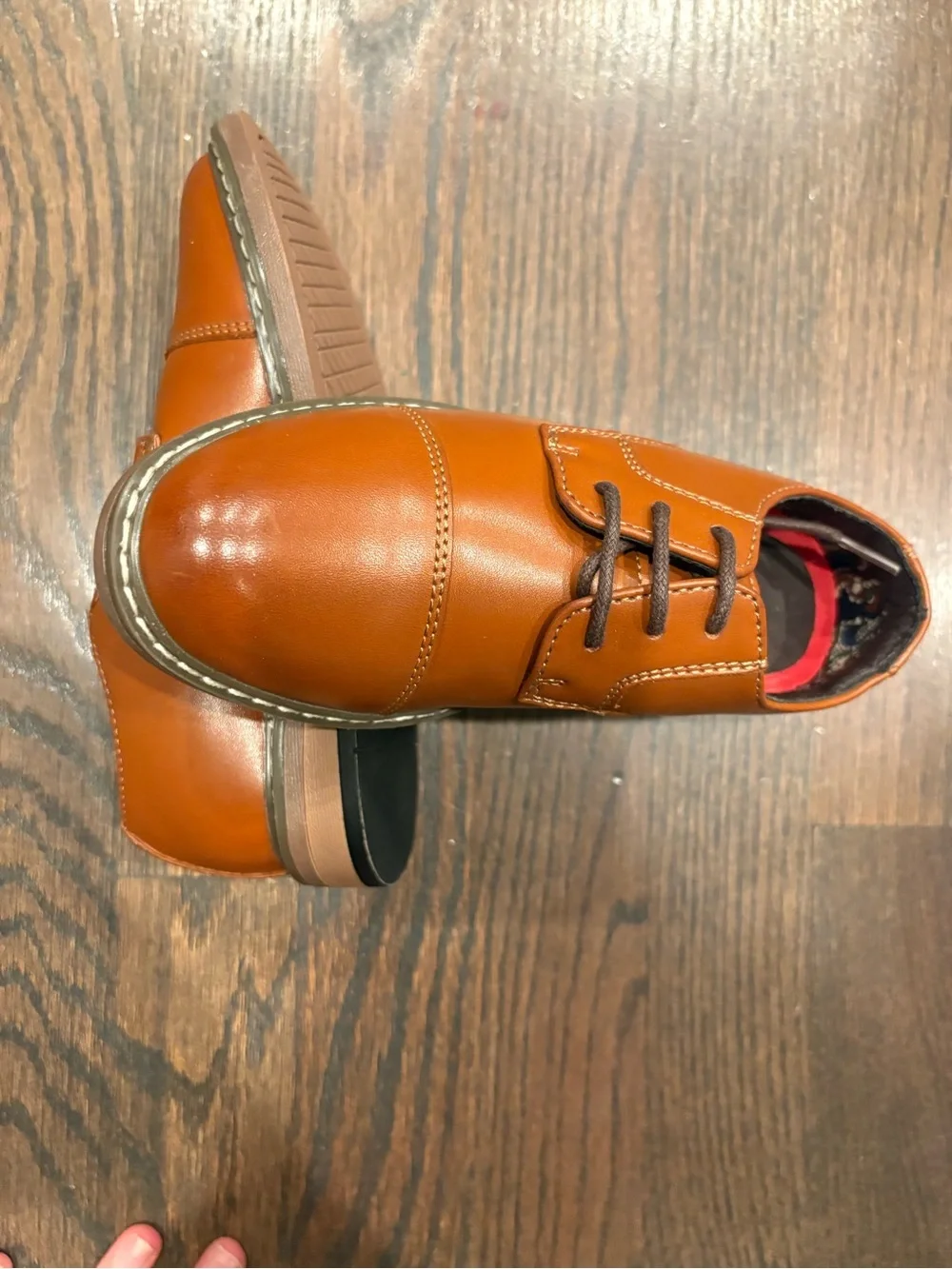 Boy’s Versatile Tan Leather Lace-Up Dress Shoes for Wedding or Formal Event